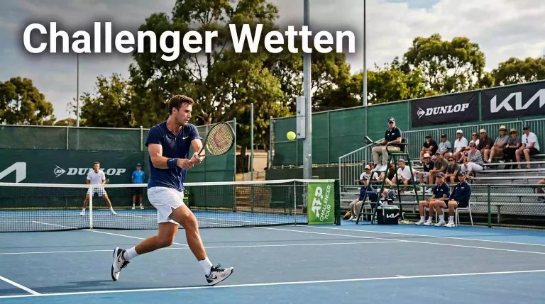 Kleiner Tennisplatz bei einem Challenger-Turnier mit wenigen Zuschauern