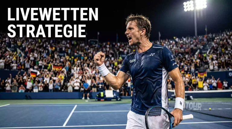 Tennisspieler feiert einen Punktgewinn mit geballter Faust während eines Livematches
