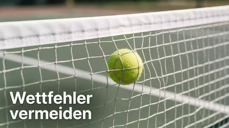 Tennisball prallt gegen das Netz als Symbol für Fehler beim Wetten