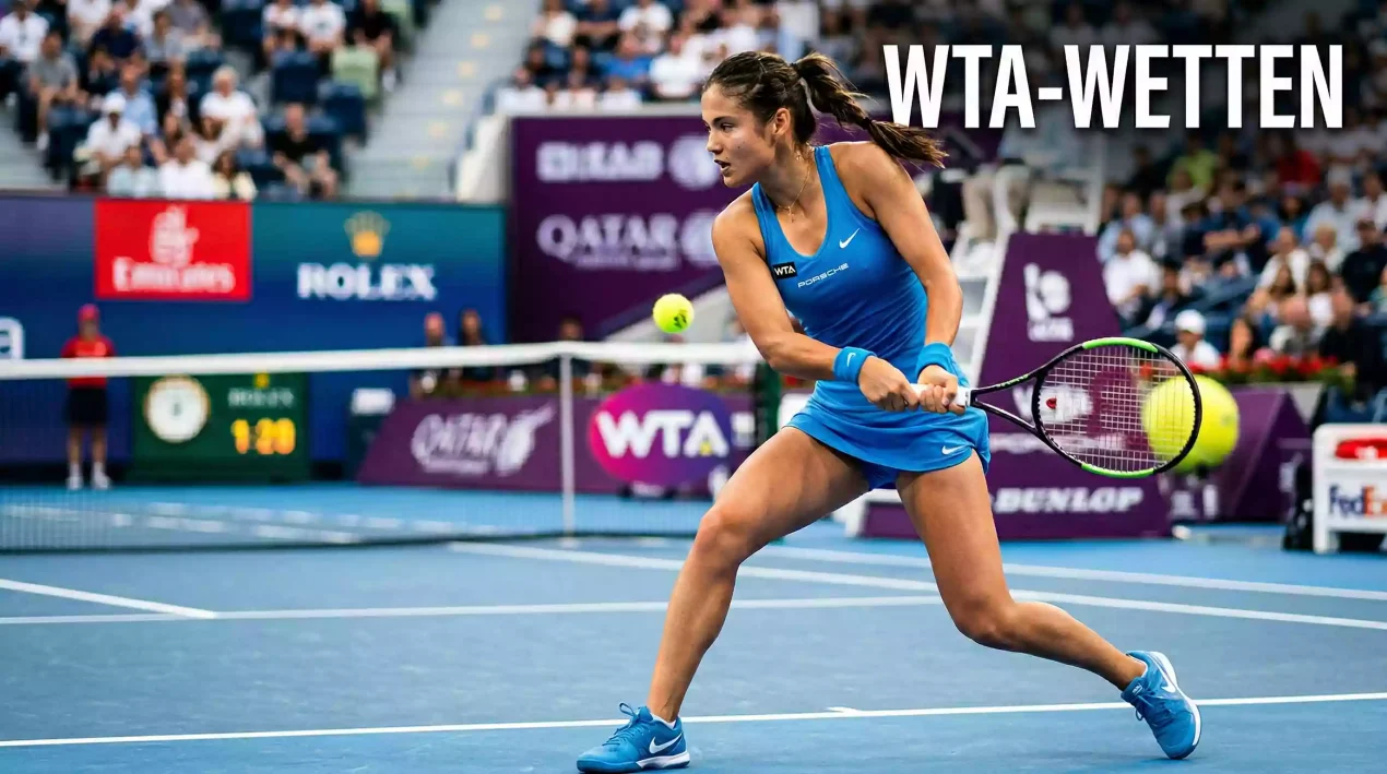 Tennisspielerin schlägt eine Vorhand auf einem professionellen Court